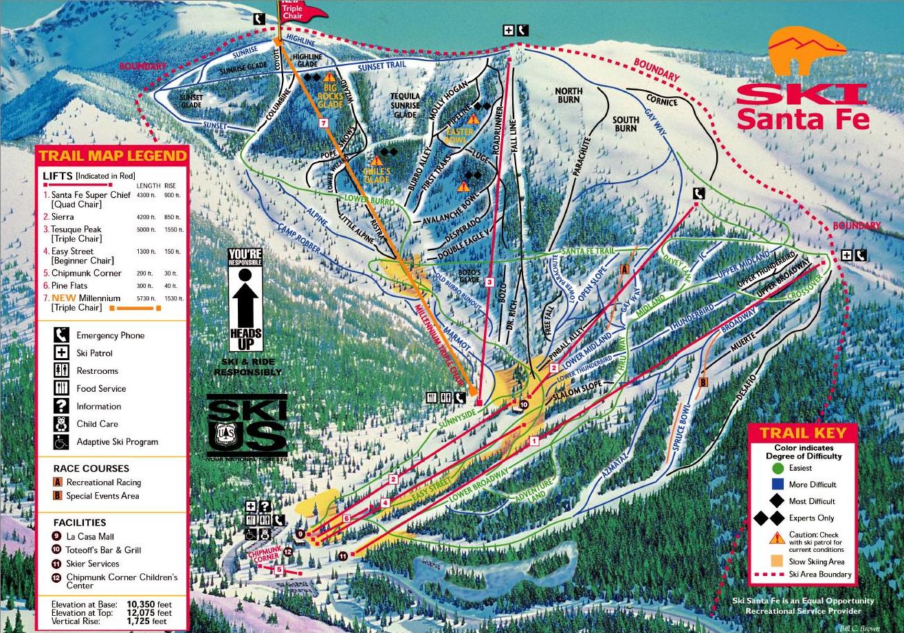 Ski Santa Fe Piste Map / Trail Map