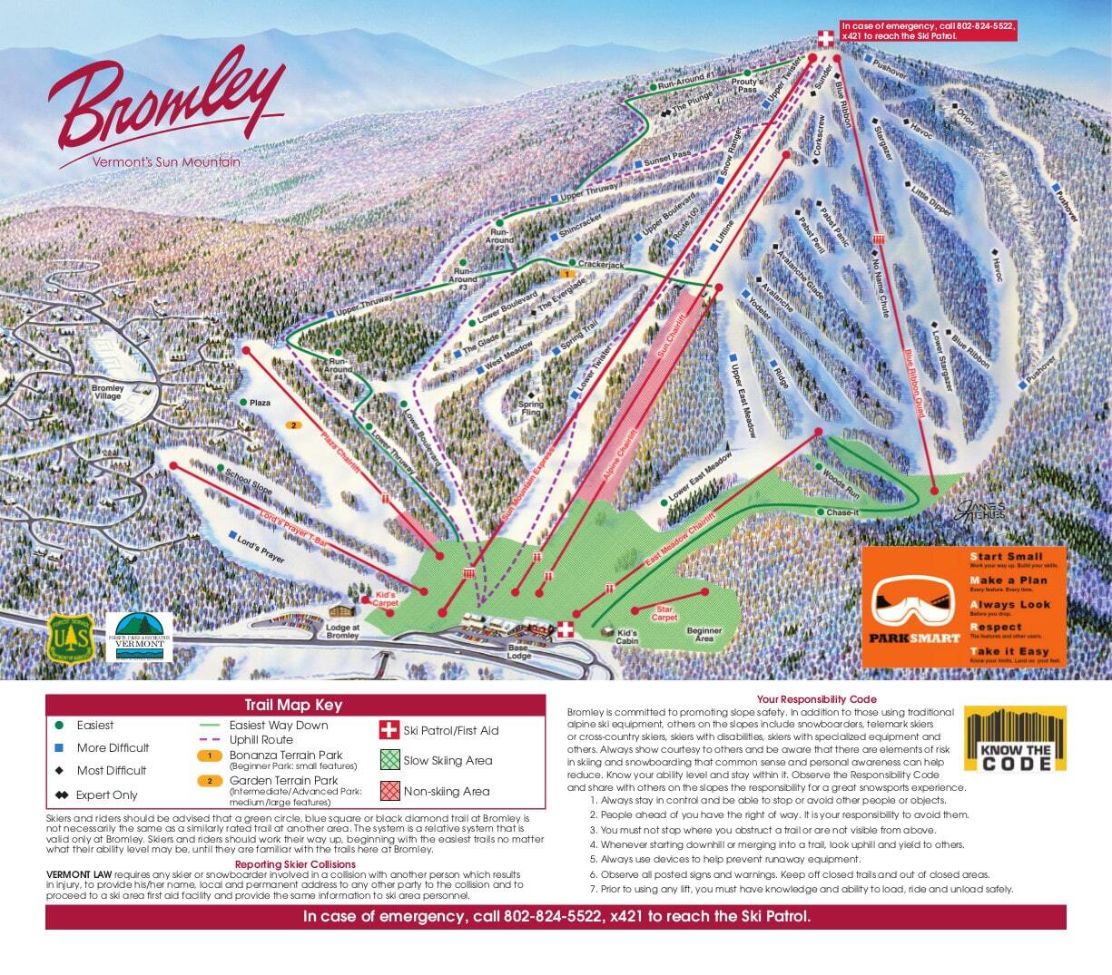 Bromley mountain hiking trail map