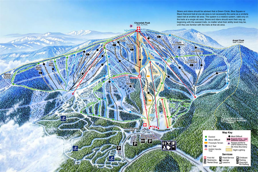 49 Degrees North Piste Map / Trail Map