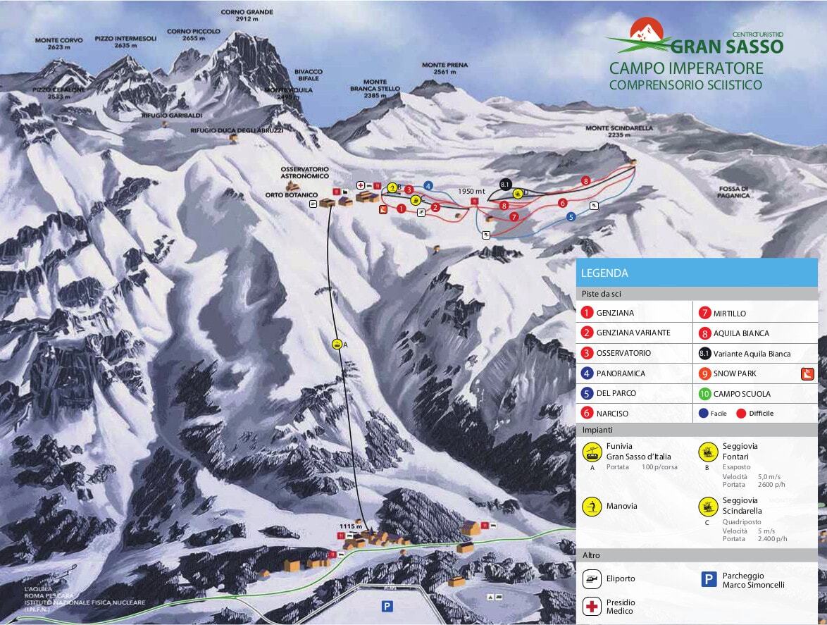 Gran Sasso Piste Map / Trail Map