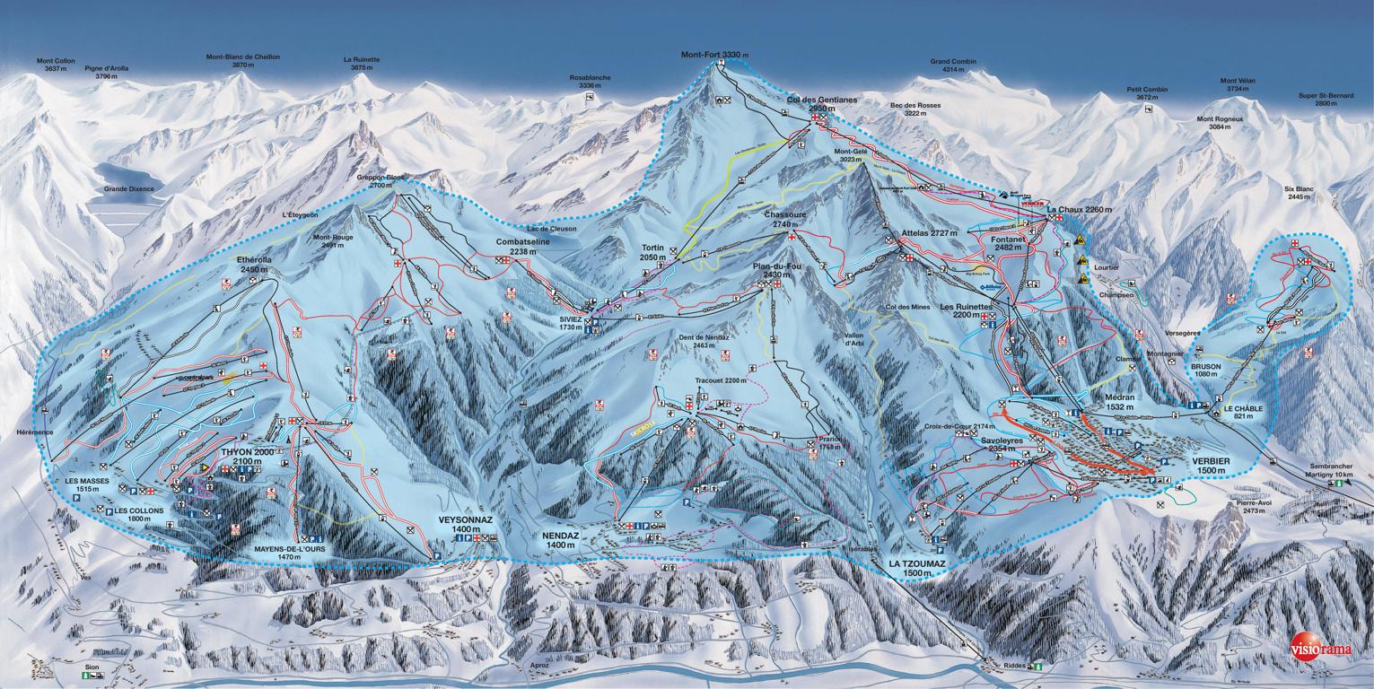 La Tzoumaz Piste Map / Trail Map