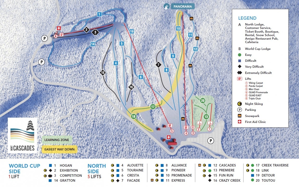 Mont Cascades Ski Resort Guide, Location Map & Mont Cascades ski ...