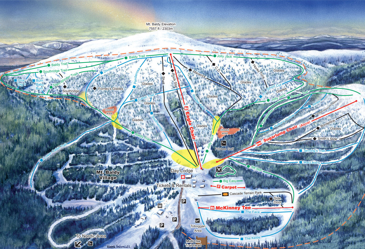 Baldy Mountain Resort Piste Map / Trail Map