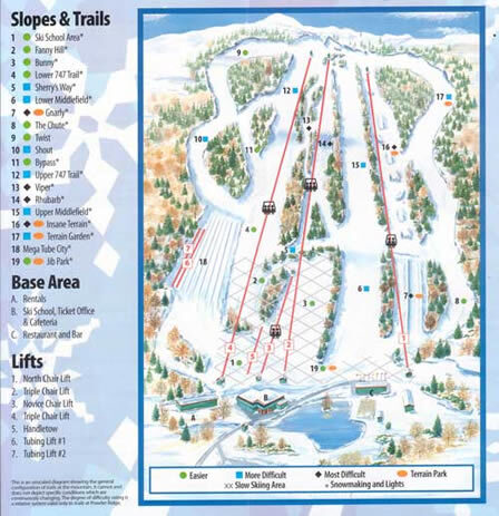Powder Ridge Piste Map / Trail Map