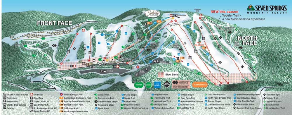 Seven Springs Mt Piste Map / Trail Map