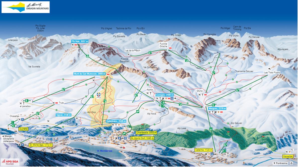 Map Of St Moritz St Moritz Piste Map / Trail Map