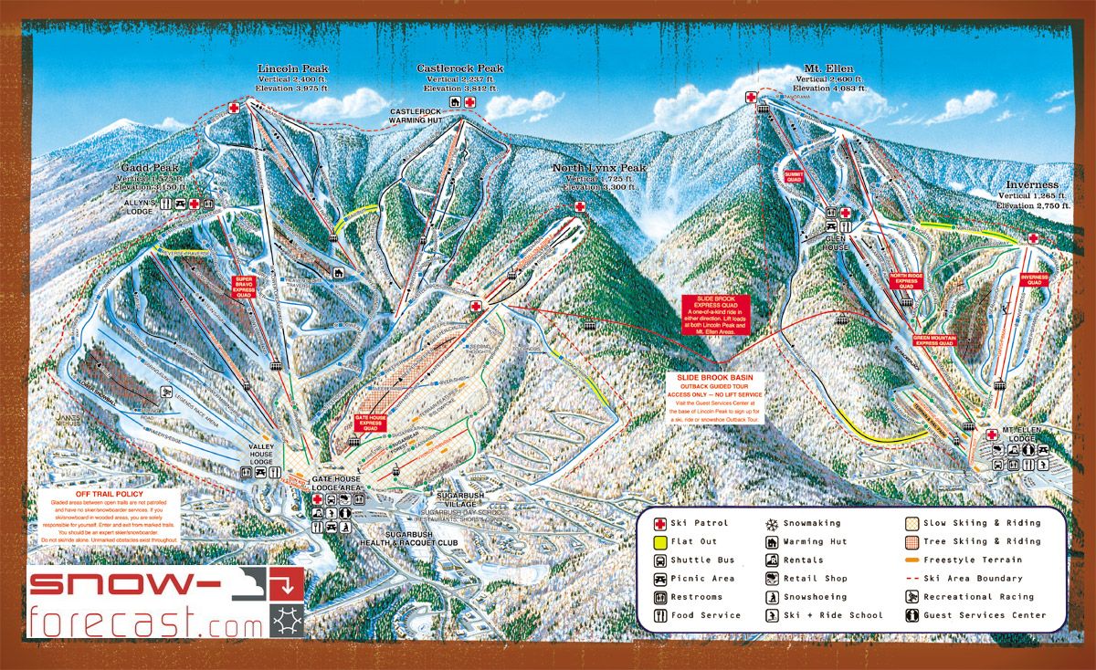 Sugarbush Piste Map / Trail Map