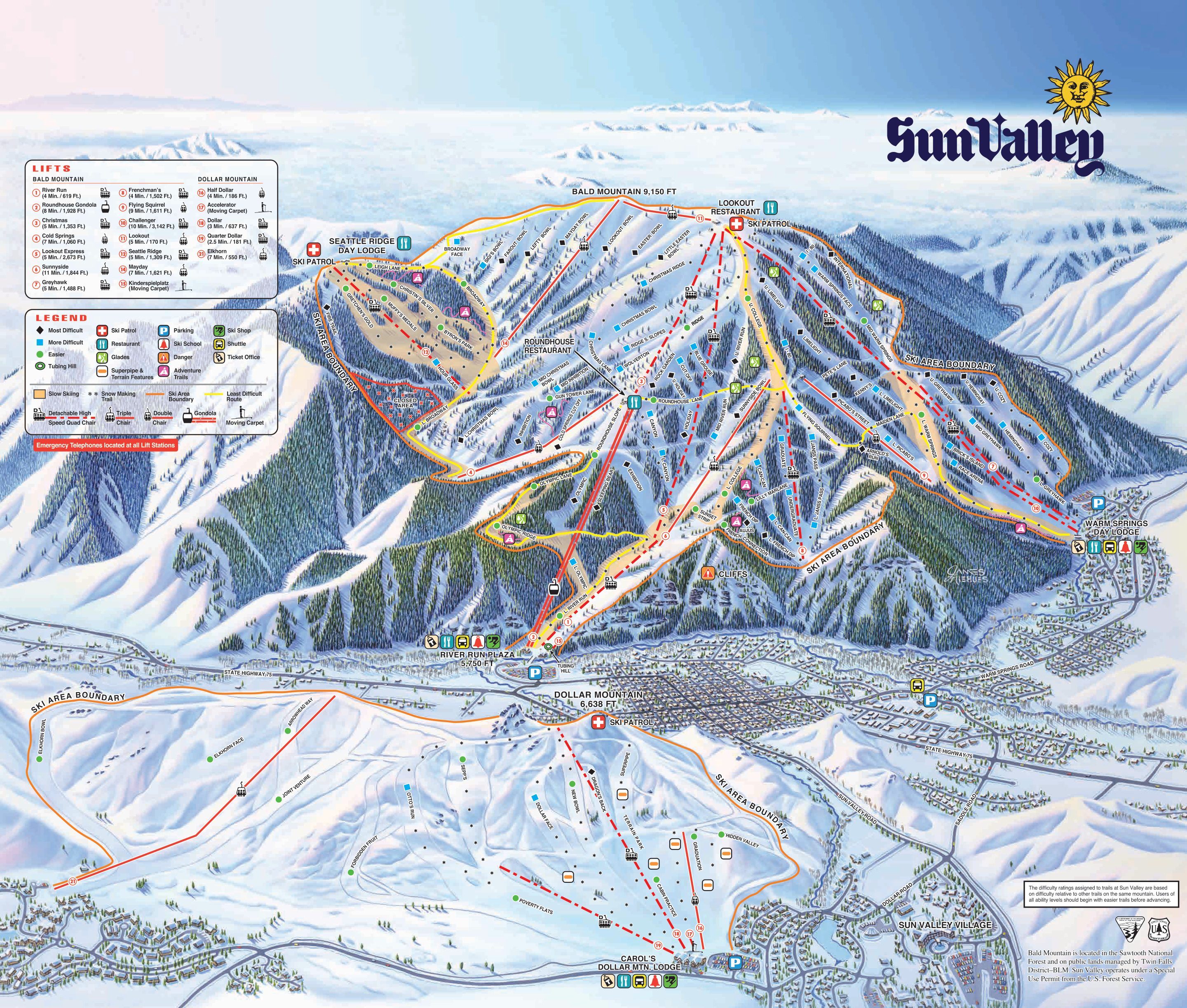 Sun Valley Piste Map / Trail Map
