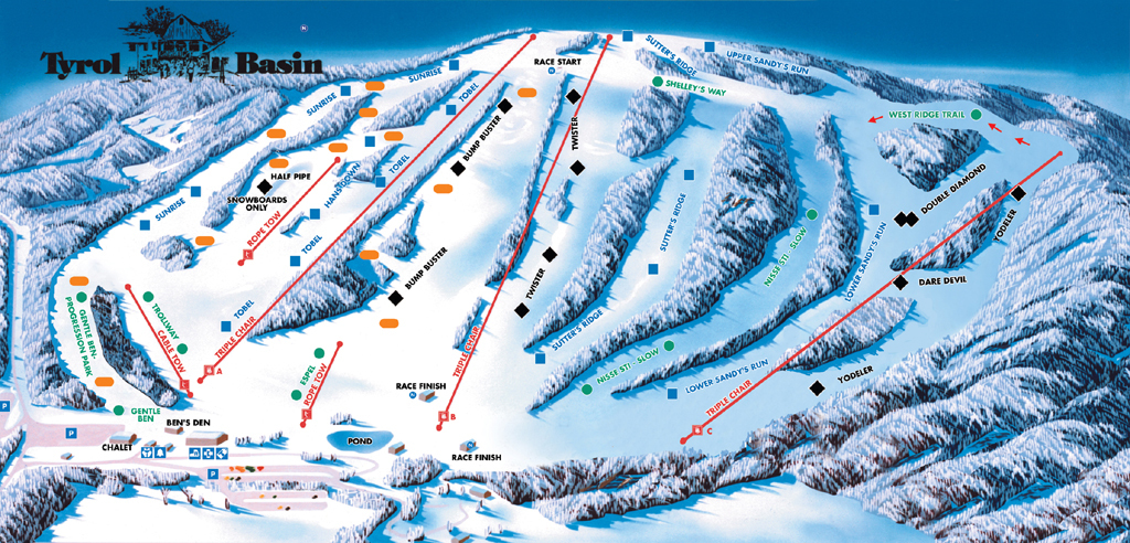 Tyrol Basin Trail Map Tyrol Basin Piste Map / Trail Map