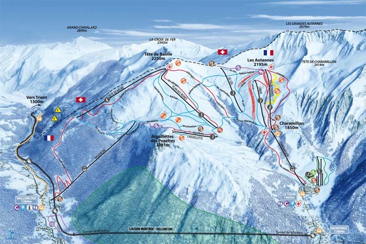 Vallorcine Piste Map / Trail Map