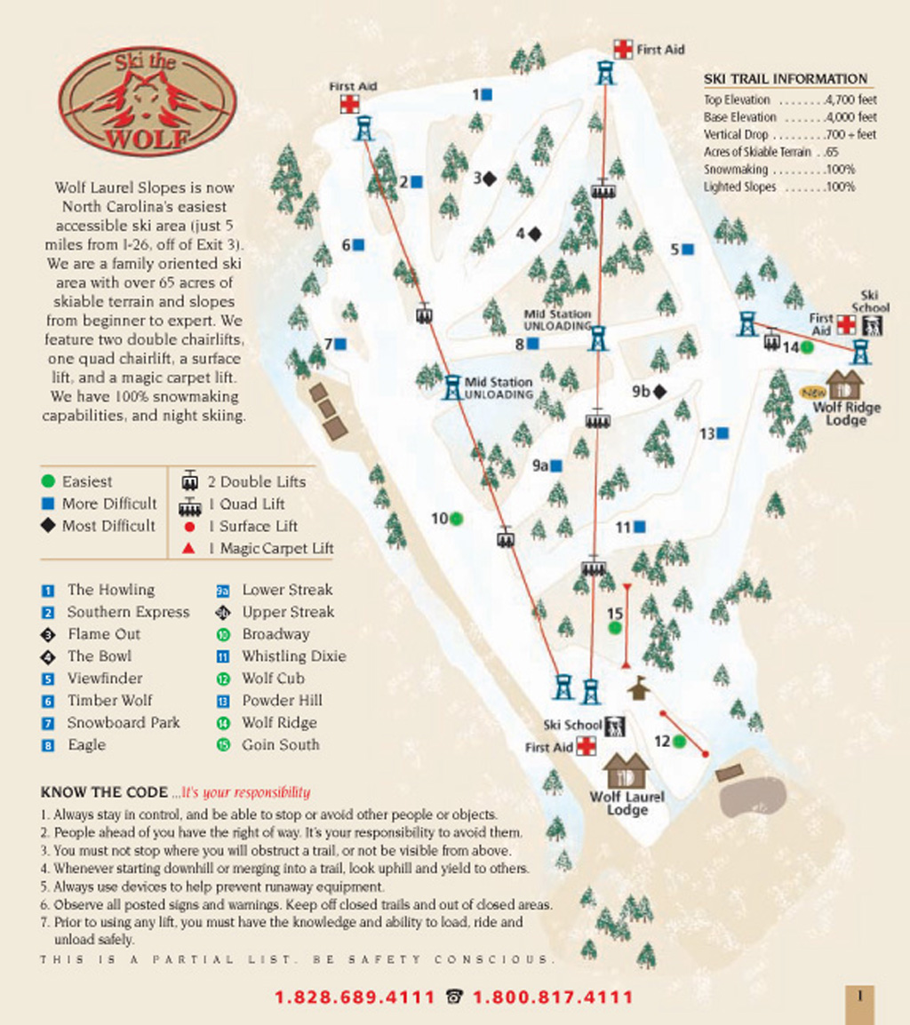 Wolf Laurel Piste Map / Trail Map