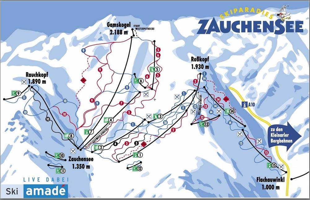 Zauchensee Piste Map / Trail Map