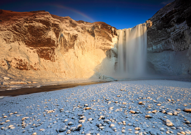 Frozen Skógarfoss - Eyjafjöll, Iceland, Bláfjöll