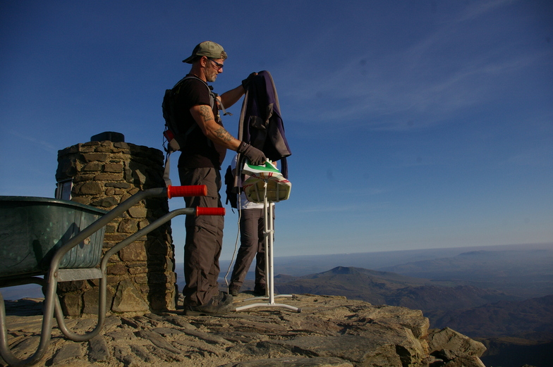 extreme ironing at snowdon summit!