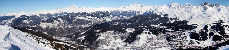 The view into the Méribel Valley from the top of Roc De Fer