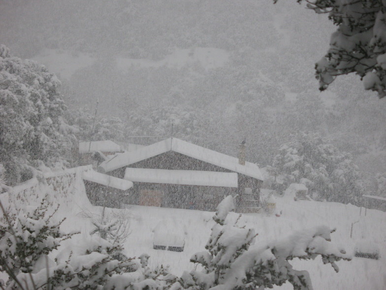 house in snow, Kalavryta Ski Resort