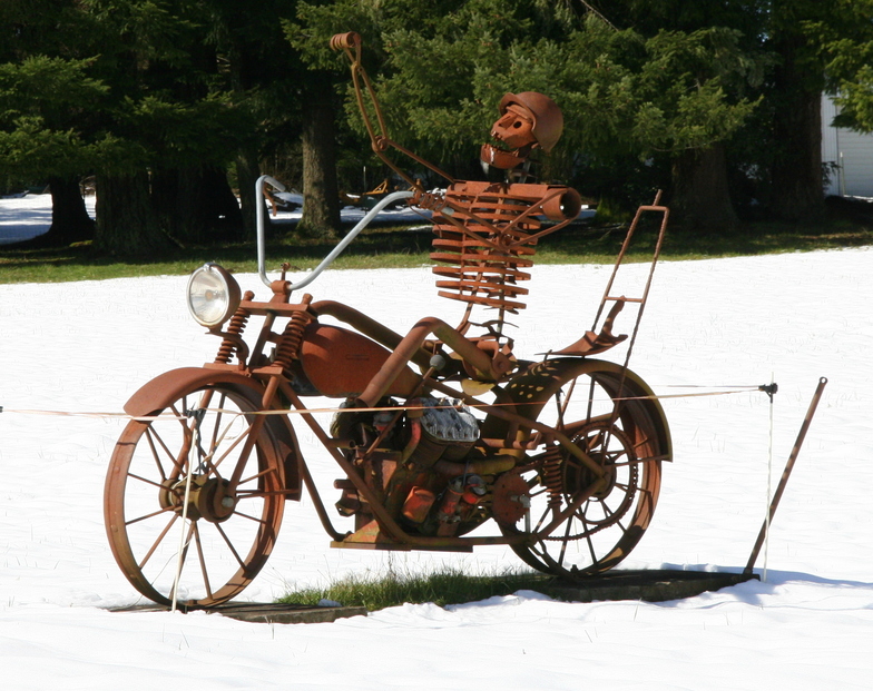 Harley skeleton--on the way to Mount Hood, Mt Hood Meadows