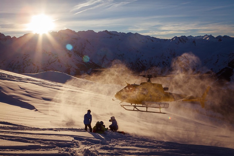 Sunset in Pyrenees Heliski