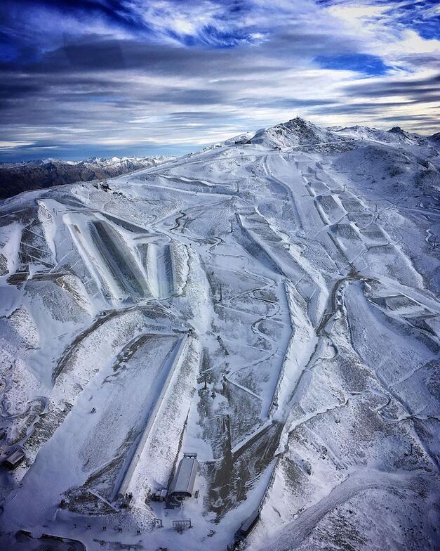 arial shot of ski area, Cardrona