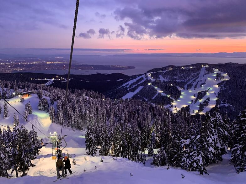 sky chair at dusk, Cypress Mountain