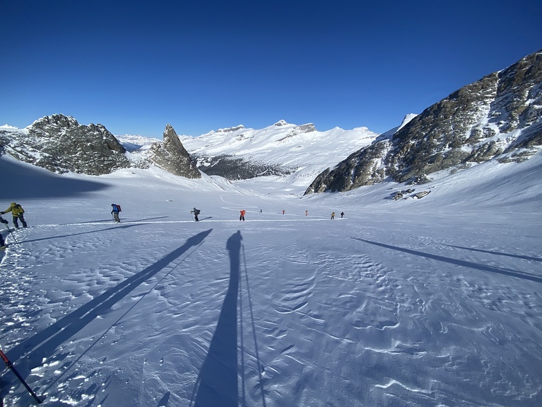 climbing the Ophidian glacier, Mistaya Lodge