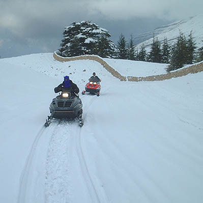 Snowmobiling in the cedars,lebanon