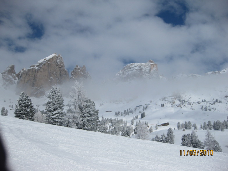 Powder Snow in the Dolomites in March, Canazei