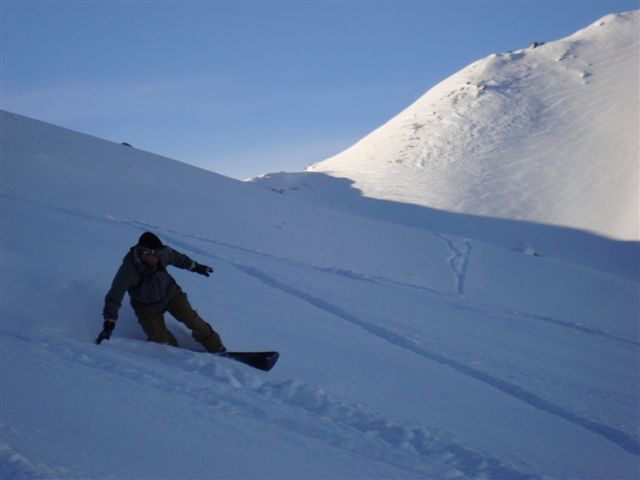 Brett riding Parsenn powder, Davos