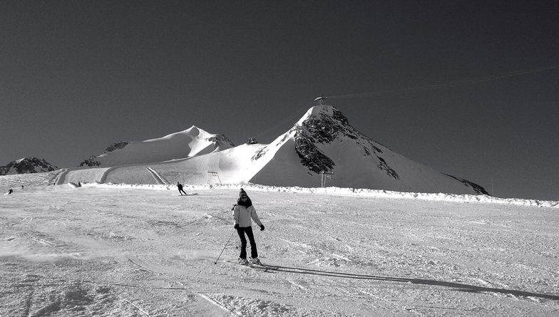 Skiing on the Grande Motte, Val d'Isere