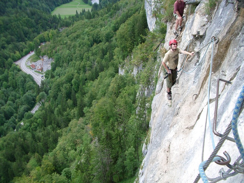 Robert climbing the Via Ferrata at samoens